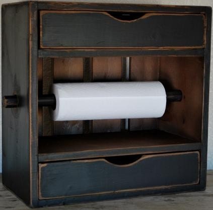 Primitive Handmade USA Kitchen Paper Towel Cupboard Cabinet Storage Drawers