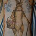 Primitive Easter Bunny Old World Basket and Cane Rabbit