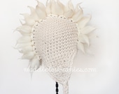 6-12 month size Cream Mohawk earflap hat