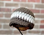 Newsboy hat baby boy 12-24 month size Charcoal Grey with Silver Blue and White stripe or pick your own colors