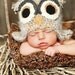 6-12 month brown and gray owl hat with earflaps
