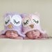 3-6 month size sleeping purple fuzzy owl hat with earflaps