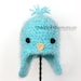 Blue Bird hat, newborn birdy hat, baby bird hat with earflaps, photogrpahy prop for baby boy newborn size