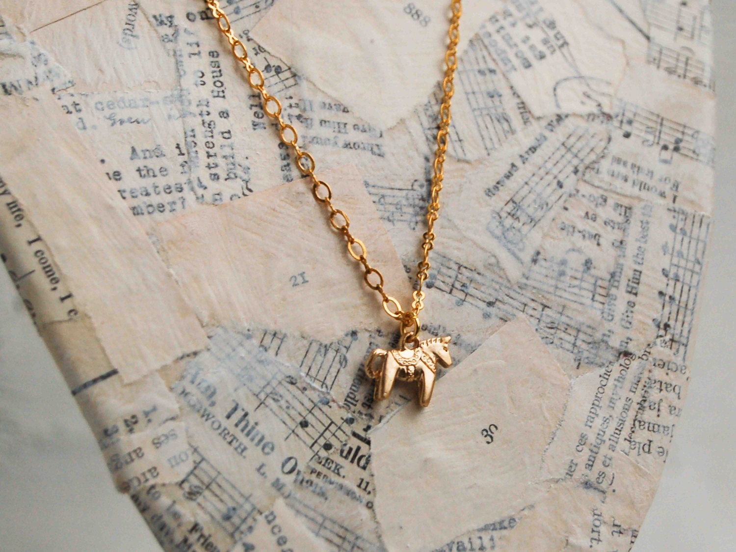 Tiny Dala HORSE Charm Necklace Swedish HORSE Tiny Toy Silver