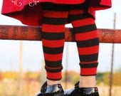 Baby Toddler Leg Warmers Black and Red Striped