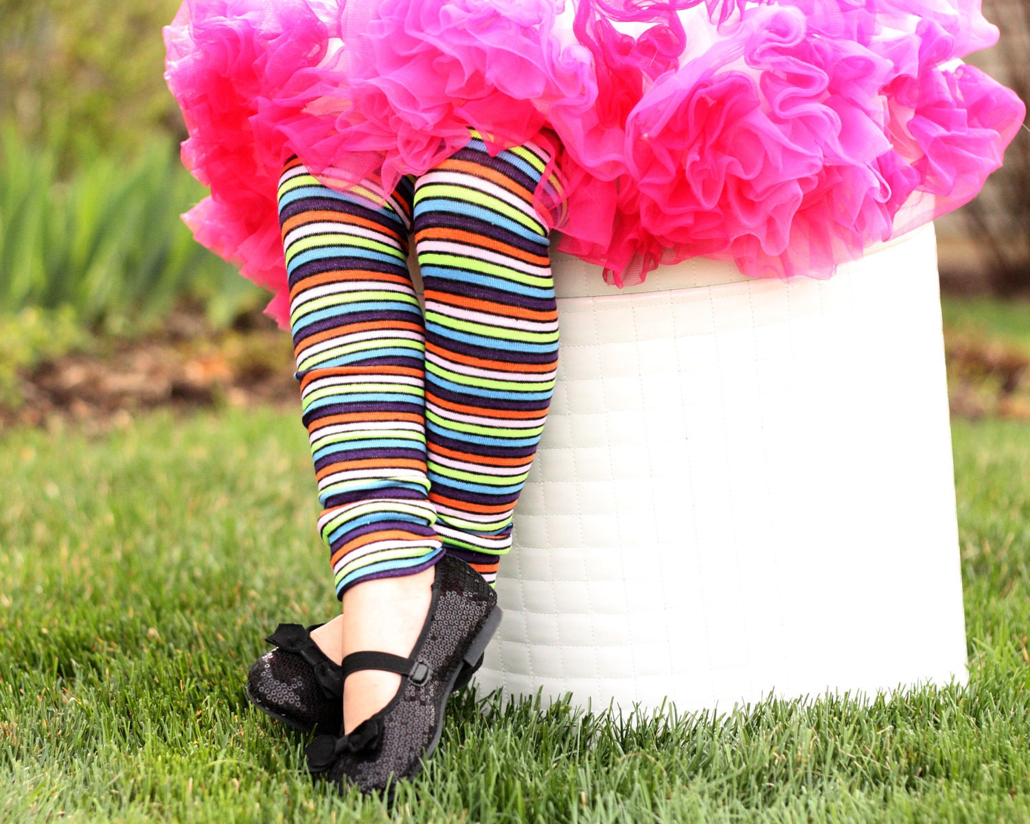 Black Pink Orange Blue Purple Lime Skinny Stripes Baby Toddler Leg Warmers