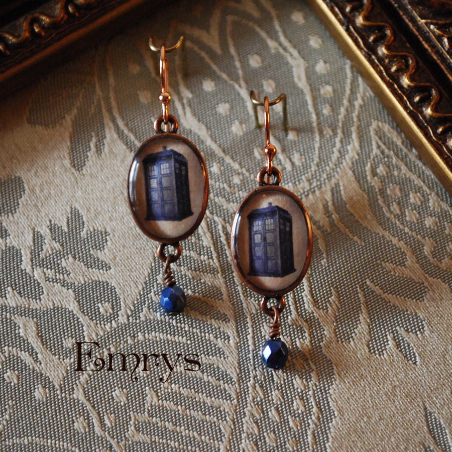 Copper TARDIS Earrings