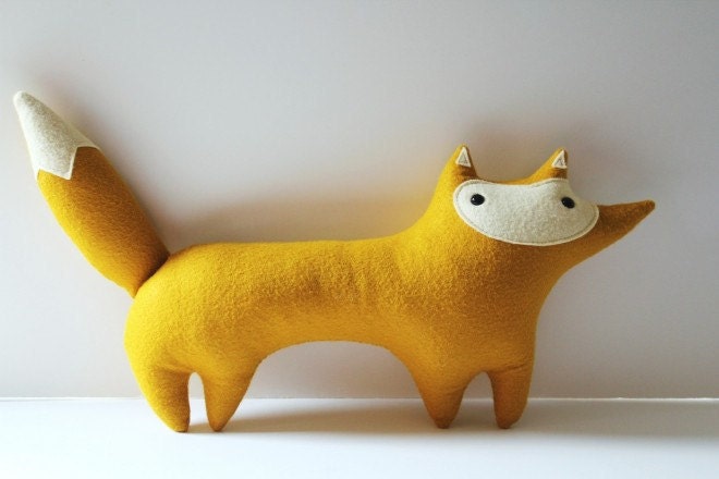 handmade plush mustard fox, Stewart Sunshine - MADE TO ORDER