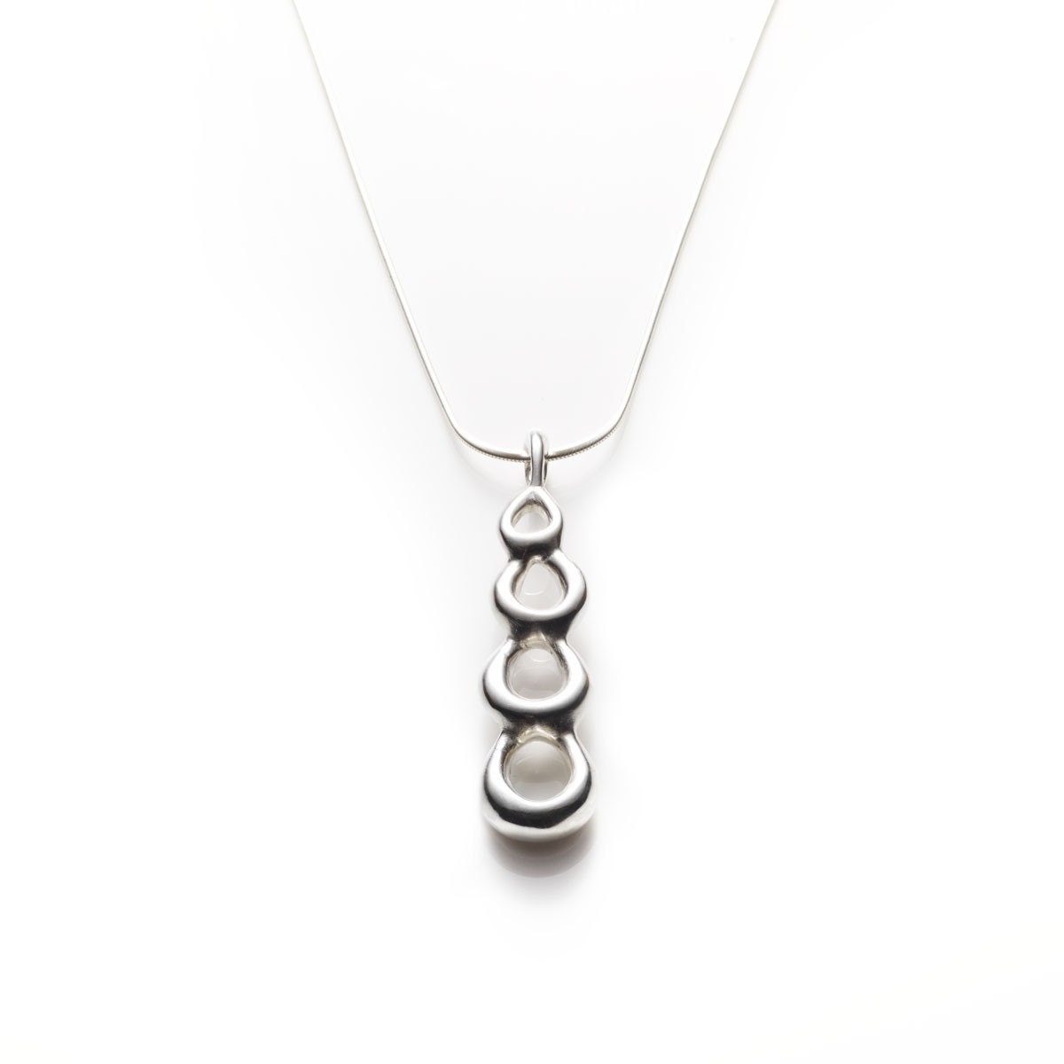 Sterling Silver Pendant Necklace- Polished Drops