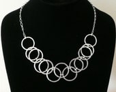 Sterling Silver Necklace Layered Large Hammered Circles