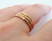 Three Hammered Gold Stacking Rings made to order in your size