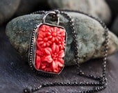 Coral Vintage Japanese Rectangular Glass Pendant