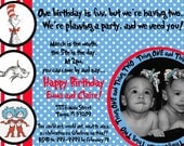 Dr Seuss Birthday Party Pack Invitation, Thank you, favor tag, water bottle label, iron on transfer or cupcake topper Il_170x135