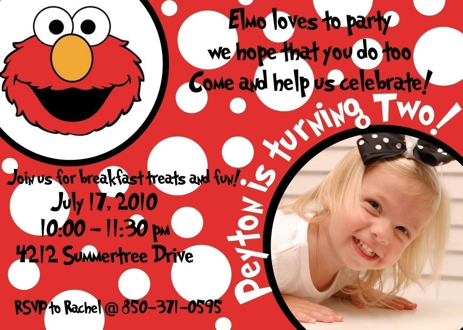 DIY Printable Birthday Invitation Elmo red and white polka dot Il_570xn