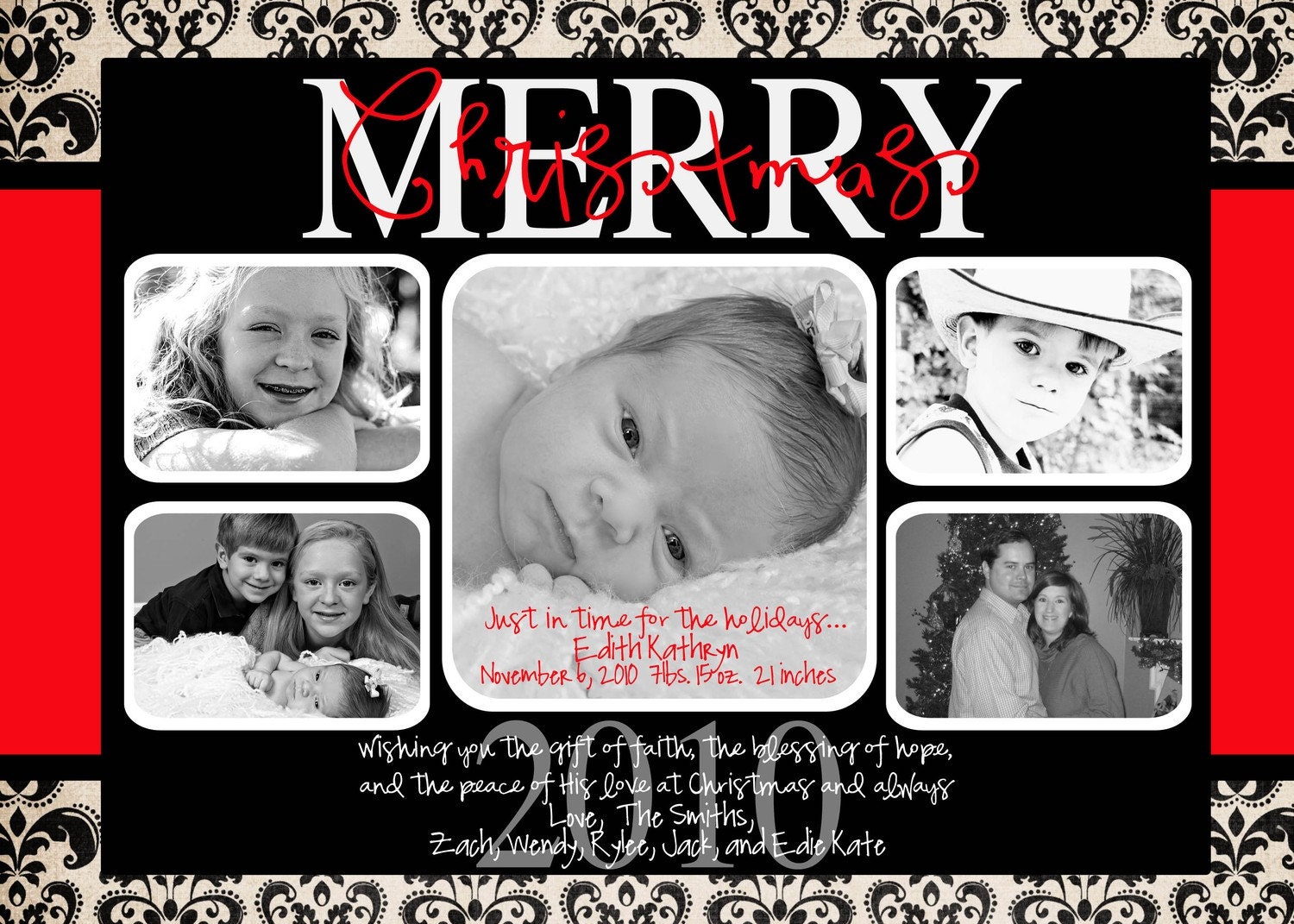 Custom designed Christmas Card and birth announcement you can print at home Il_570xn