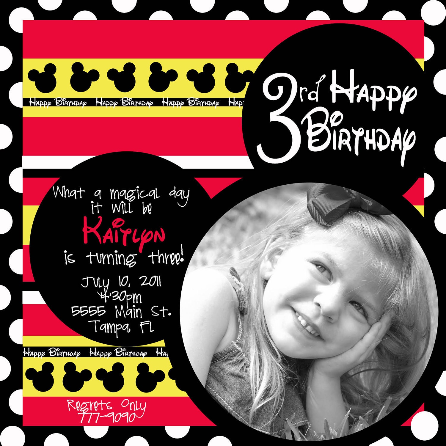 You Print Disney Mickey Mouse Birthday Party Invitation Design Il_570xn