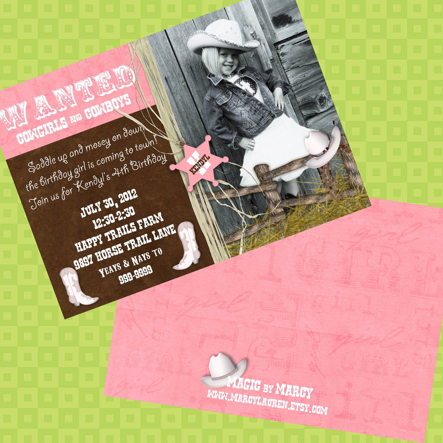 Doublesided Cowgirl Birthday Invitation Il_570xn