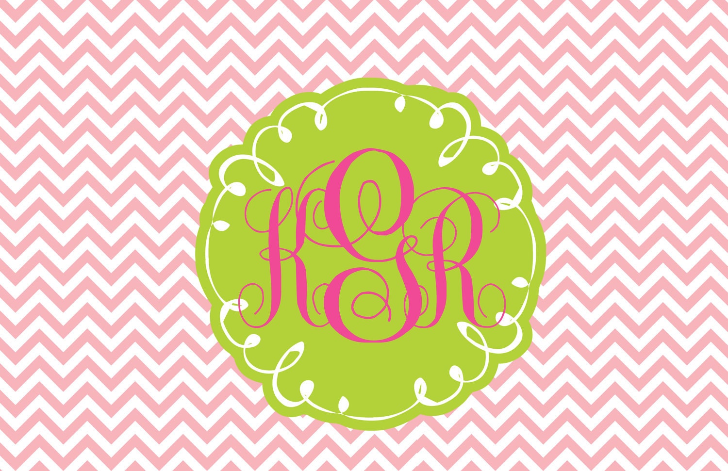 Preppy Pink chevron Monogrammed Toddler placemat perfect for food or play