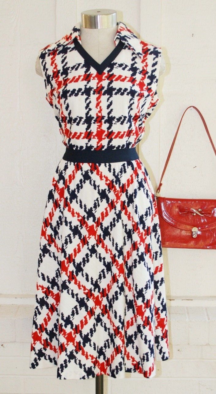 HOLD for Piny until 07/21 - Make'n A Difference - Circa 1970s - Sporty - Red White and Blue - Day Dress - by Bleeker Street