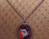 RED ELVIS sassy pin up pop art suave Elvis Presley sterlind silver cameo pendant necklace Nina Friday
