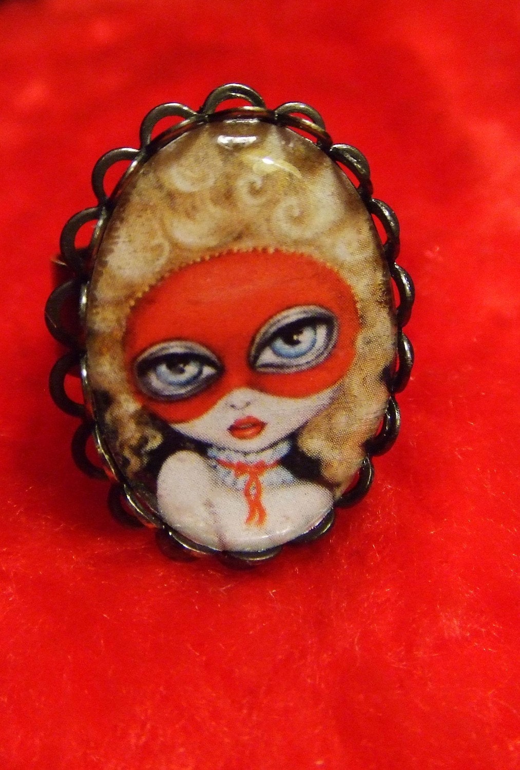 GAMES 2 Marie Antoinette mascarade big eye Victorian flirt adjustable RING by Nina Friday