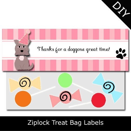 Doggy Swim Girl Personalized Printable TREAT BAG