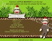 Original Sock Monkey Invitation Jungle Leopard Chic Printable Invitation by Oh My Gluestick
