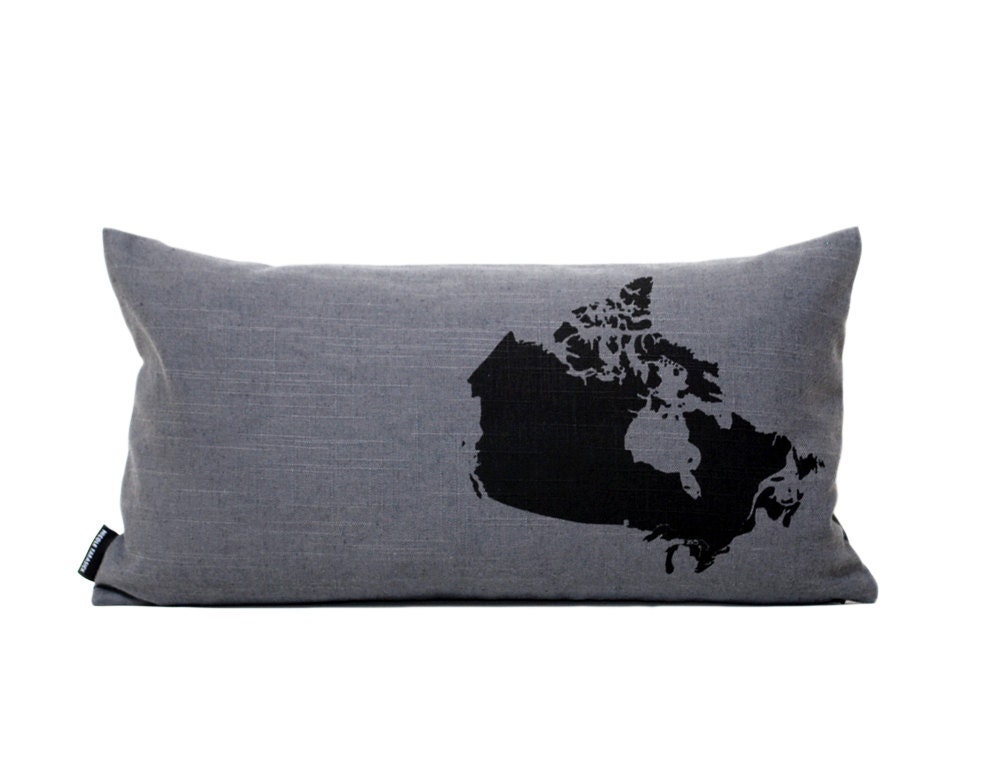 Map of Canada Pillow Cover in Dark Grey