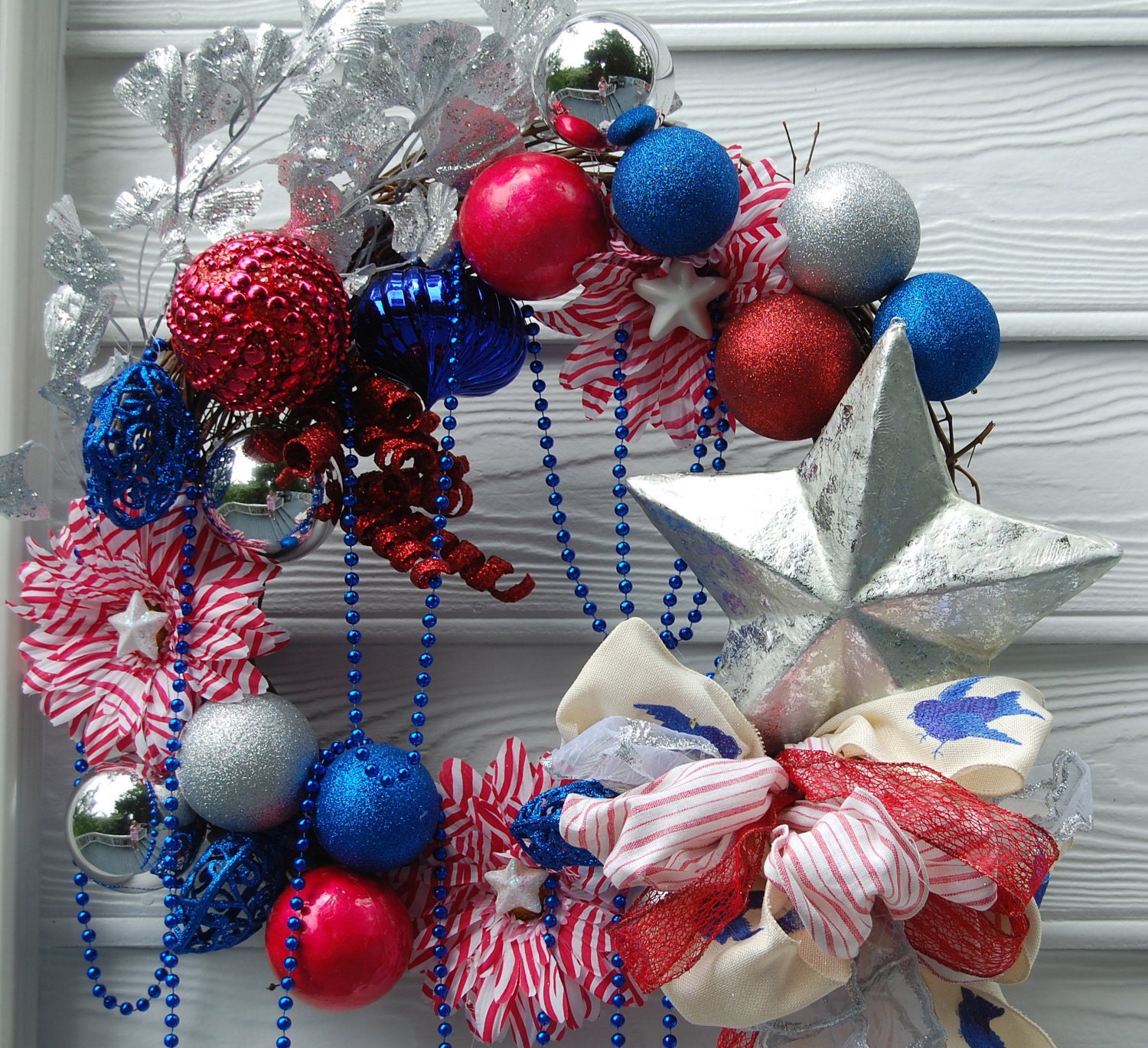 4th of July, Red, White and Blue Wreath