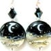 Moon Earrings, Crescent Moon Lampwork Earrings, Black Ivory White Glass Earrings, Beadwork Earrings - Midnight At The Oasis
