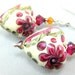 Heart Earrings, Valentine's Day Earrings, Ivory Ruby Red Earrings, Floral Lampwork Earrings, Pink White Dangle Earrings - One True Love