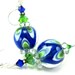 Green Cobalt Blue Glass Earrings, Blue Green Lampwork Glass Bead Earrings, Beadwork Earrings, Dangle Earrings - Rhapsody in Blue