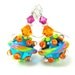 Colorful Beadwork Earrings, Summer Earrings, Neon Blue Orange Green Pink Lampwork Bead Earrings, Neon Earrings - Neon Spaceship