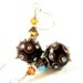 Brown Lampwork Earrings, Brown Copper Silver Glass Earrings, Bumpy Earrings, Brown Earrings - Rivetting