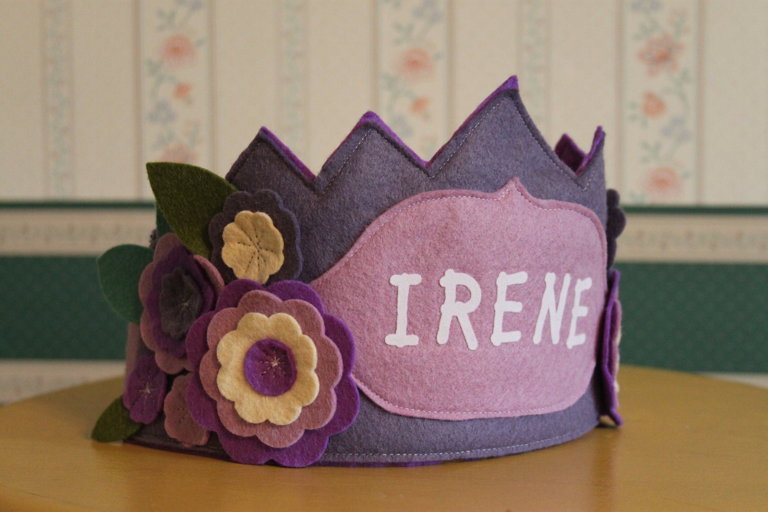 I LOVE Purple Flower Birthday Crown