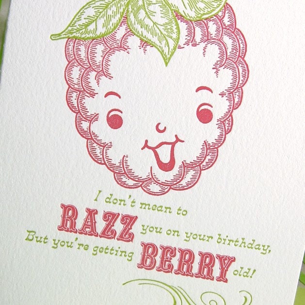 Birthday card, Letterpress, Razz