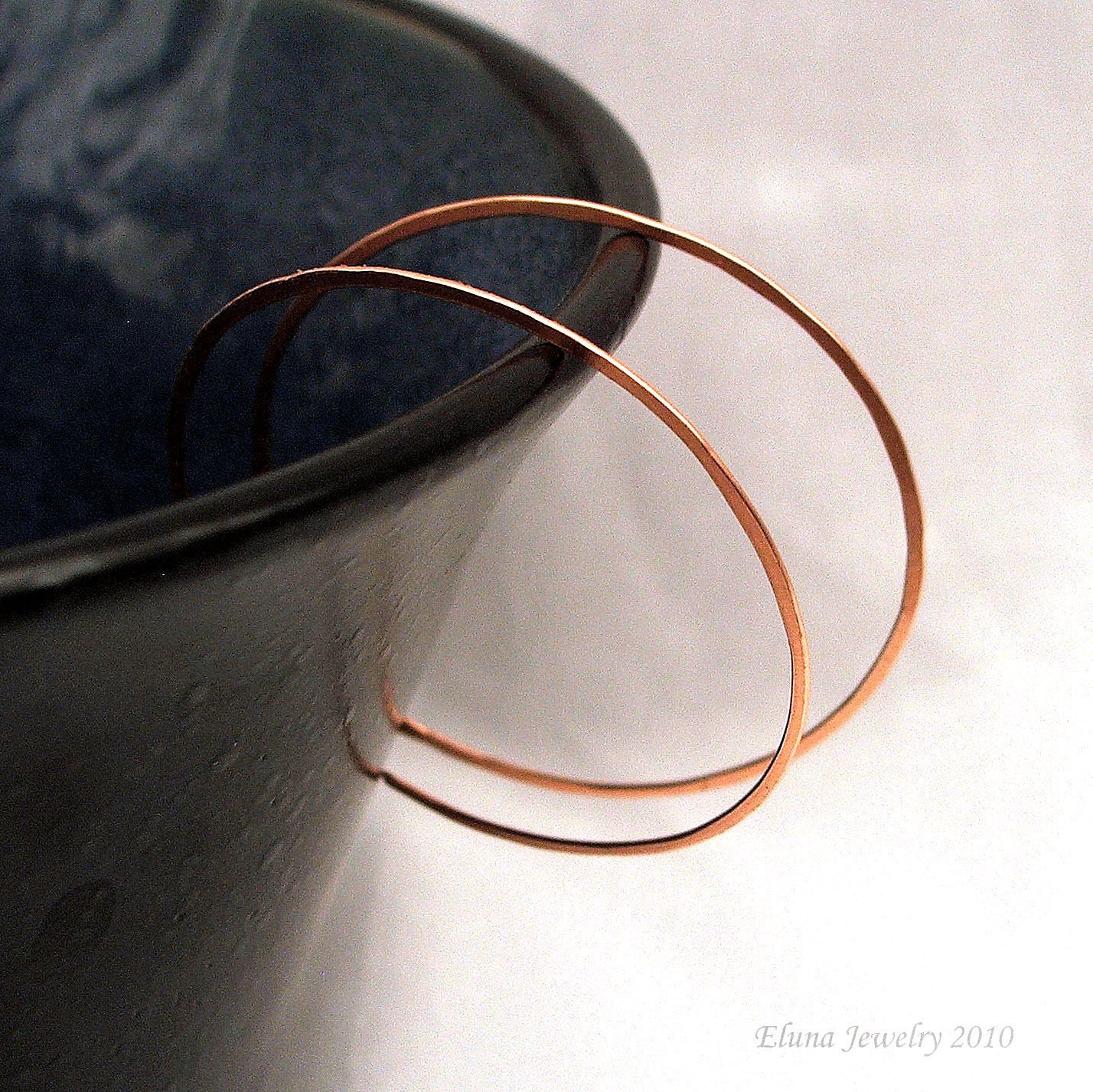 Copper Hoop Earrings, Large Backward Hoops