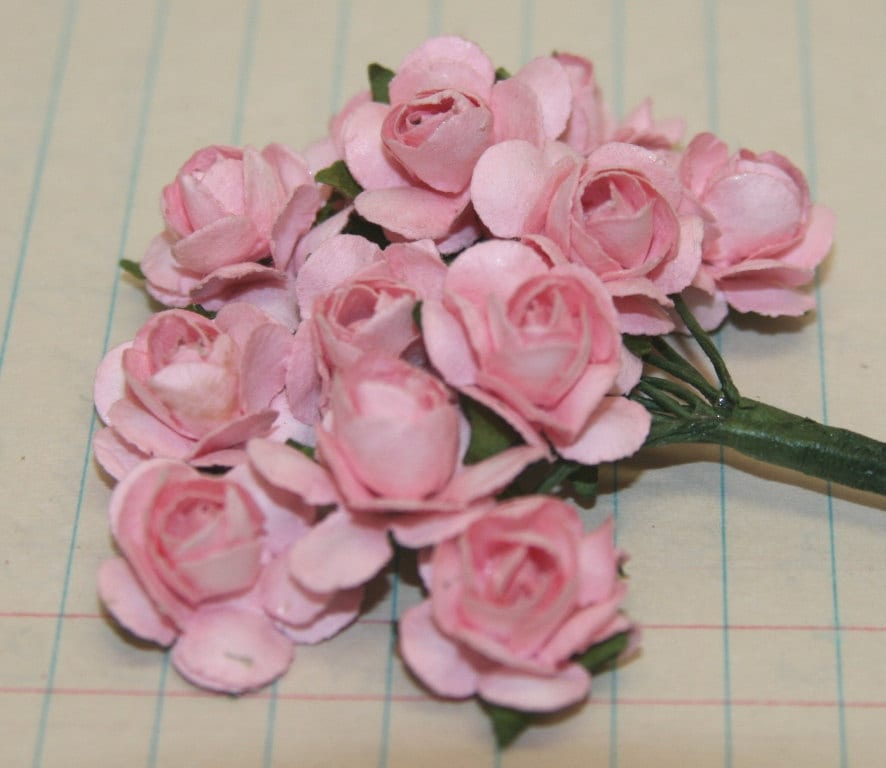 12 Pretty Pink  Paper Roses