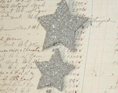 Genuine German Silver Glitter Three Star Vintage Inspired Christmas Ornament