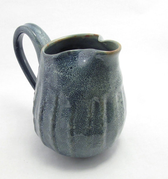 Faceted pitcher - speckled blue