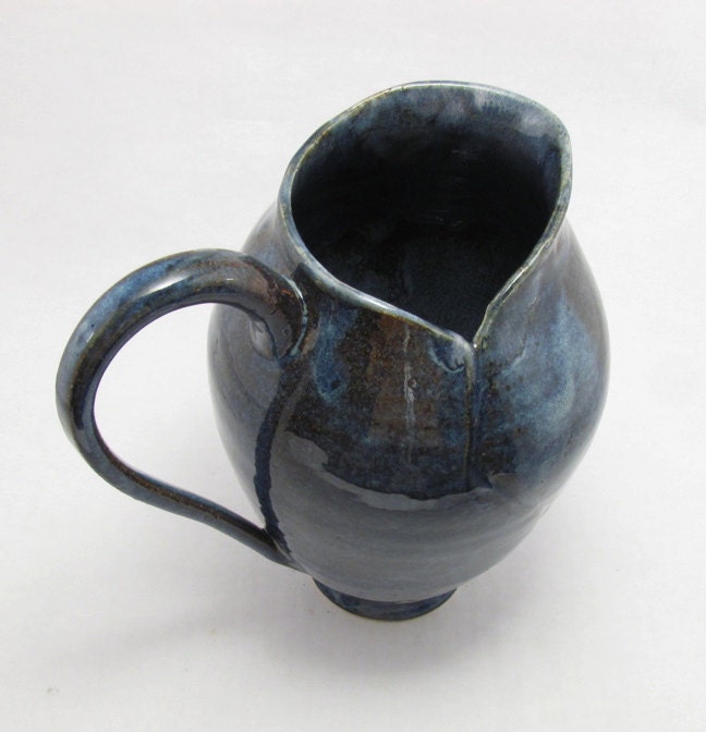 Tall etched pitcher - denim