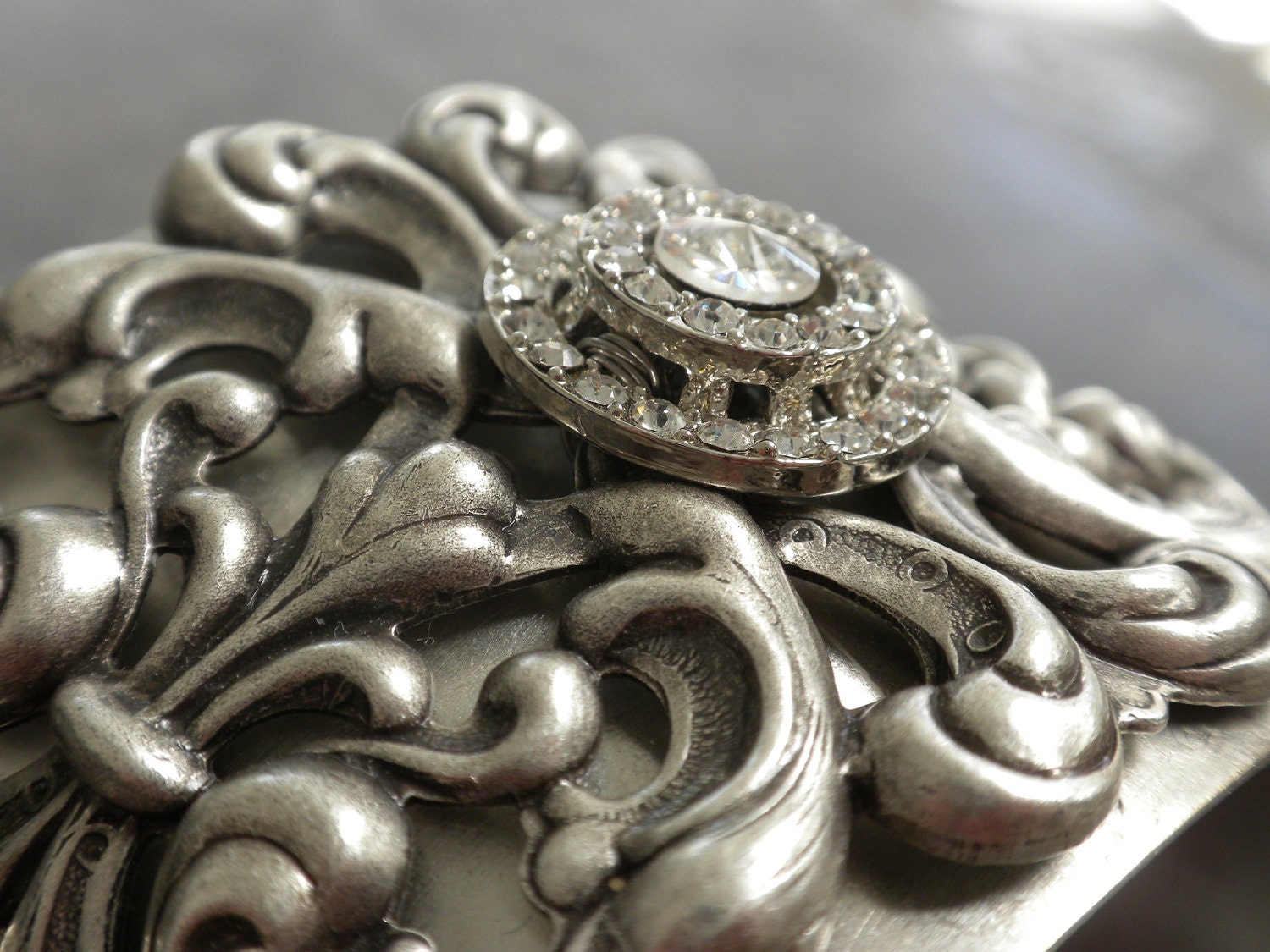 Rhinestone Bracelet Bridal Cuff Victorian