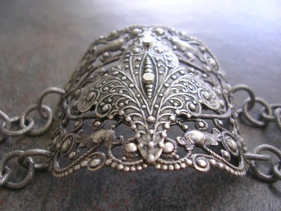 Silver Fleur de Lis Medieval Gothic Bracelet