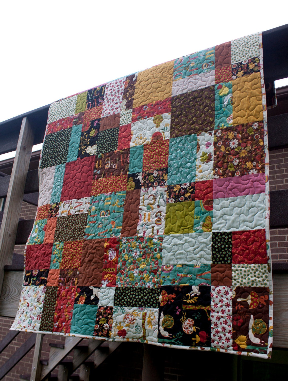 RESERVED for eric // woodland modern quilt for toddler bed or throw quilt // modern forest baby quilt