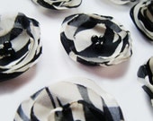 Zebra (black and white) chiffon silk fabric flower appliqué decoration flowers x 10
