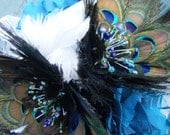 SAMPLE SALE Peacock Feather Wedding Bridal Bouquet Handmade Flowers