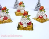 Strawberry St Honoré - French Pastry in 12th Scale - Handmade Dollhouse Miniature Food