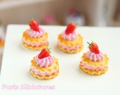 French Sablé Chantilly Fraises -  Strawberry and Cream Shortbreads in 12th Scale - Handmade Dollhouse Miniature Food