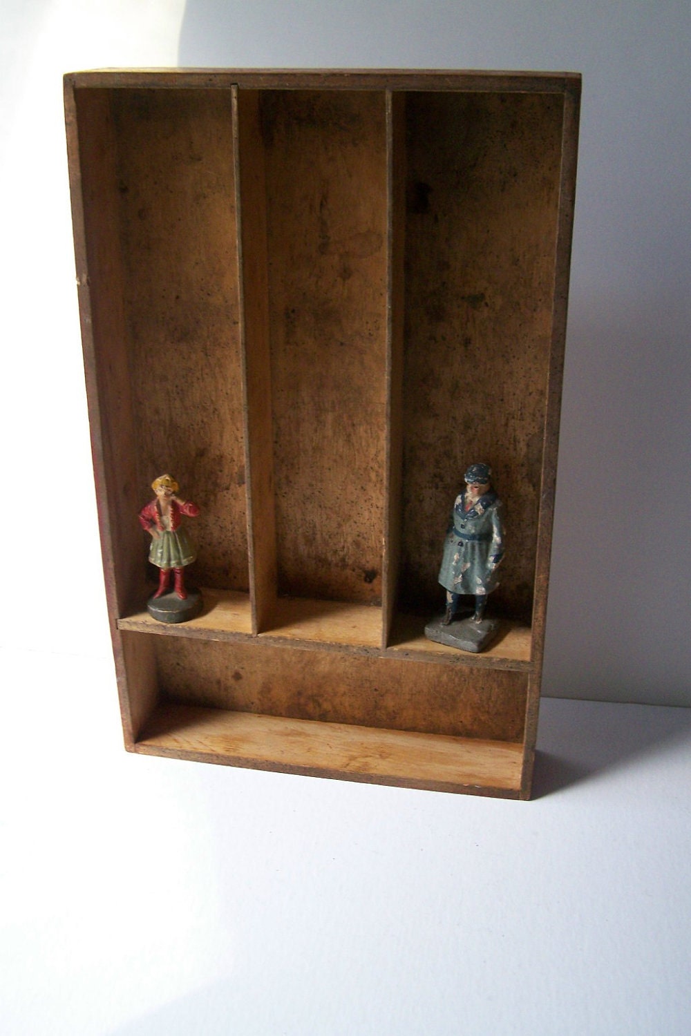 Vintage Wooden Organizer/Tray/ Box Red