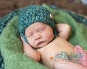 Thick and Textured Photography Prop Blanket and Button Hat Set  - Teal                 ---Photographers Special---